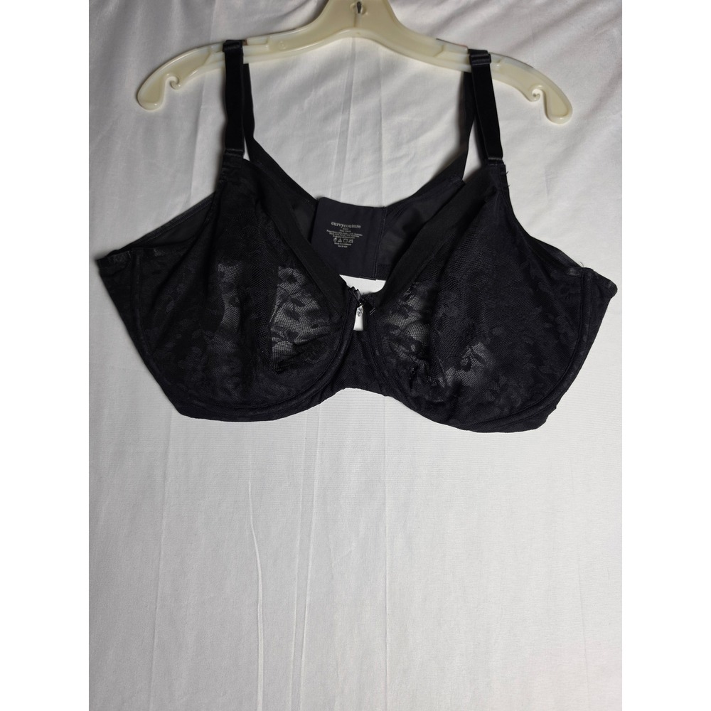 Curvy Couture 42G Black Sheer Lace Full Coverage Underwire Bra 1362B